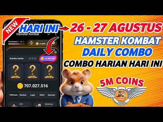 Combo Harian Hamster Kombat Hari Ini 26 - 27 Agustus | Kombo Harian Hamster Kombat Terbaru