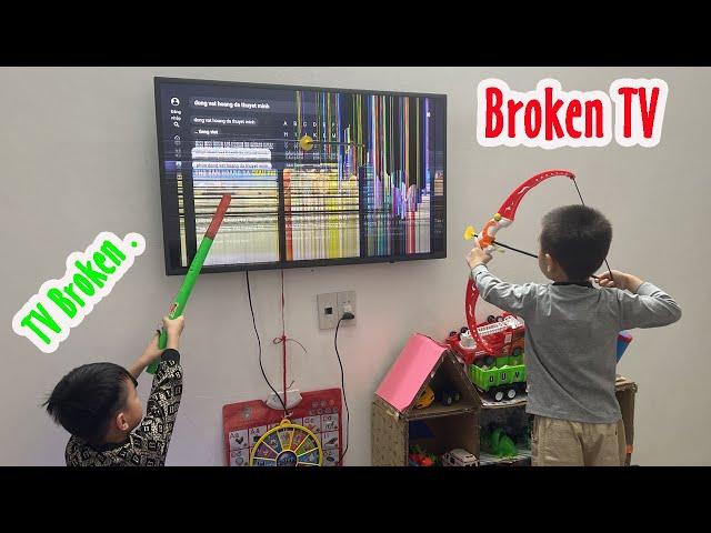 Angry son smashed TV. Dad fixed broken TV. | Broken TV | TV broken.