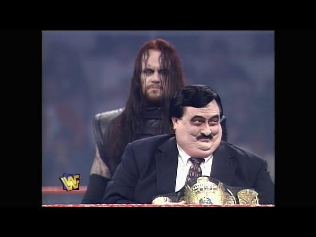 Paul Bearer begs the Undertaker to "Come Home". Mankind Burns Undertaker! 1997 (WWF)