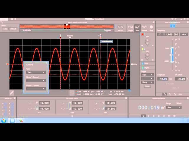 Using Oscilloscope Cursors using VirtualBench