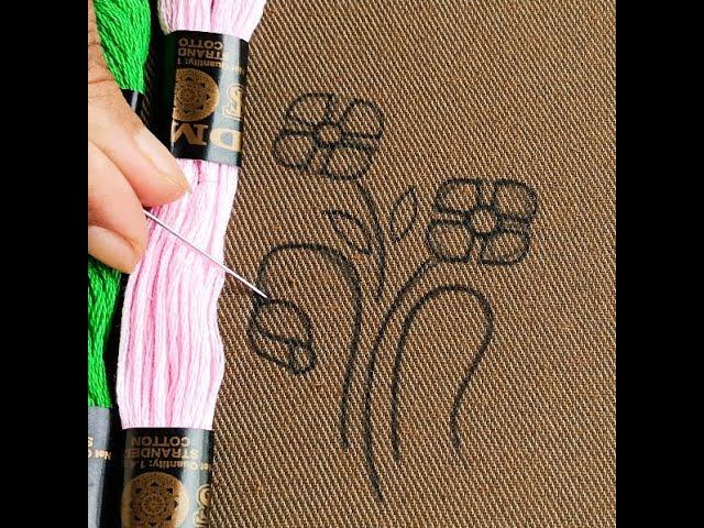 Hand Embroidery Flower Design,Needle Point art,Floral Embroidery Pattern ,সহজে সুন্দর ফুল সেলাই করুন