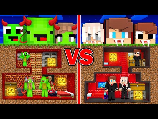 Mikey DEMON vs JJ VAMPIRE Family UNDERGROUND BASE in Minecraft ! - Maizen