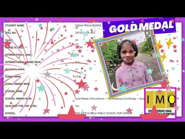 Sonam won Gold Medal, Class 4 2023