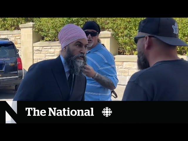 Jagmeet Singh confronts protester outside Parliament Hill