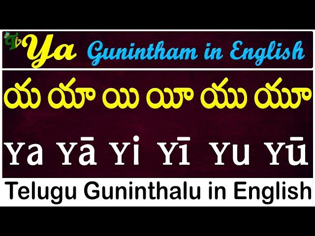 Telugu Guninthalu in English | How to write Ya gunintham | య గుణింతం | Learn #guninthalu in English