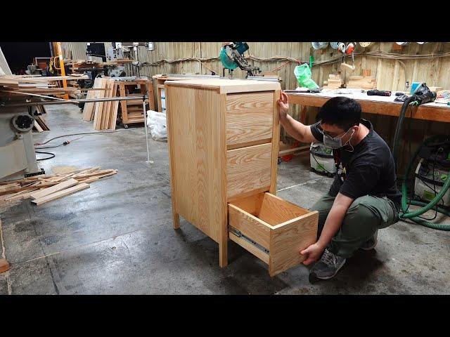 [woodworking]DIY Ash desk cabinet/白蠟木(梣木)三抽邊櫃