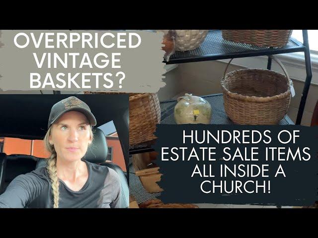 Are these vintage baskets a bit too pricey? Come Shop with Me at a Church Estate Sale.