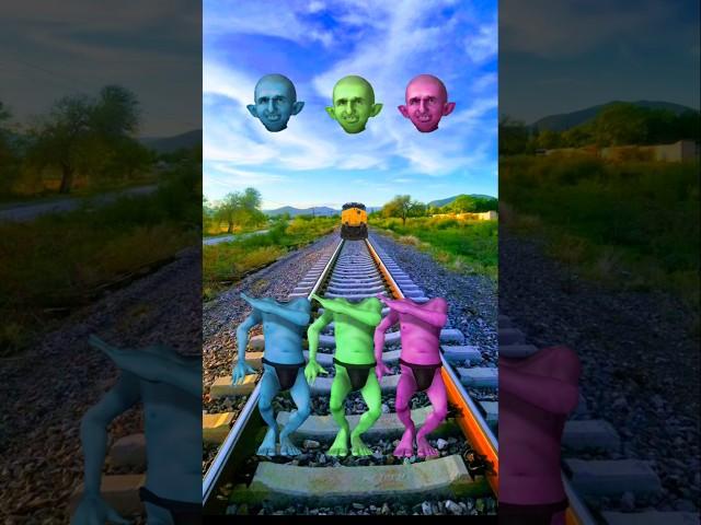 3 different colour Railway Joker dance Vs train attack vfx funny video #funnyvideo #reel