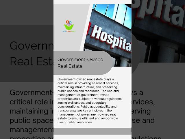 GOVERNMENT-OWNED REAL ESTATE #realtor #realtors near me #realestate #ThinkCreateLearn