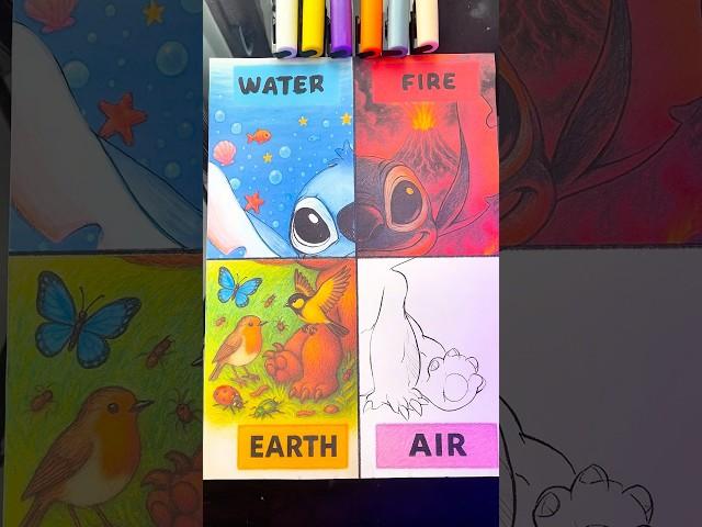 Drawing Stitch as different elements (PT 3)  #stitch #disney #drawing #art #liloandstitch #asmr