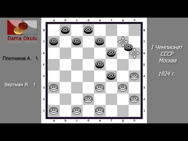 Вертман Я -  Плотников А  I  Чемпионат СССР по Русским Шашкам  1924 г