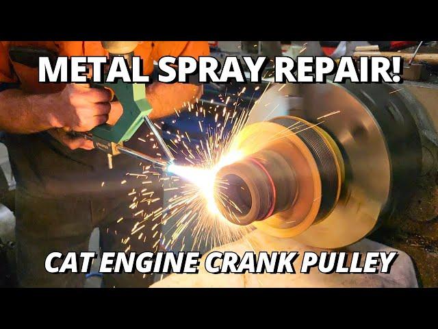 Metal Spray REPAIR Caterpillar Engine Crank Pulley | Thermal Spray Welding