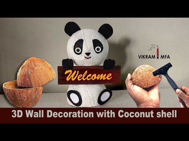 Coconut shell craft teddy bear coconut craft/easy coconut craft ideas at home best out of waste/ diy