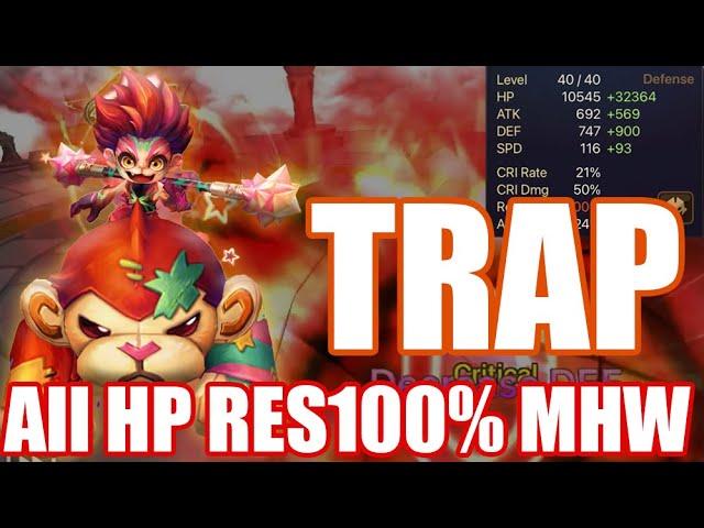 All HP RES100% Mei Hou Wang is OP TRAP, this may be his best style【Summoners War RTA】