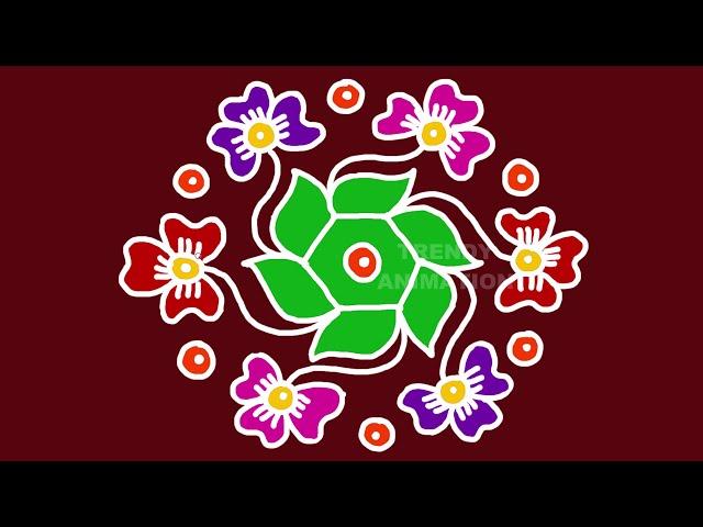 Easy & simple rangoli with 9*5dots | Karthika masam muggulu | Easy kolam | Trendyanimation |