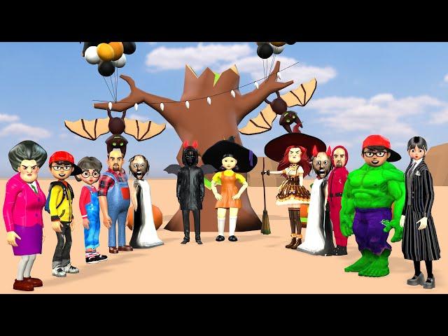 Scary Teacher 3D vs Squid Game Halloween Party Costumes Nice or Error 5 Time Challenge