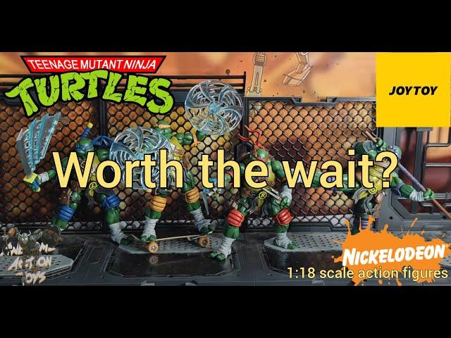 1:18 scale Teenage Ninja Mutant Turtles action figures by Joytoy. These are worth the wait!