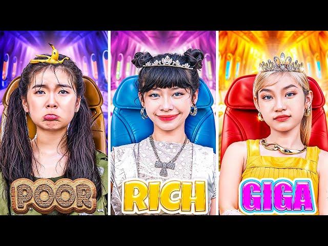 Poor Vs Rich Vs Giga Rich Girls In Airplane