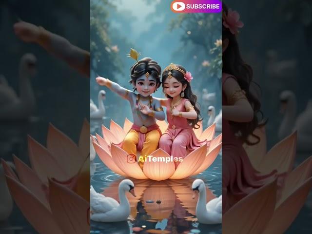 Radha Krishna Love | Adorable AI Animation of Baby Gods | Bhakti Bliss#krishnaradha#aitemples#shorts