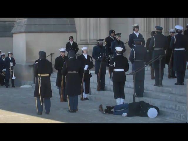 Soldier Falls During President Jimmy Carter's Funeral