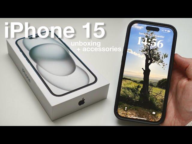 iPhone 15 unboxing + accessories | 256gb, black