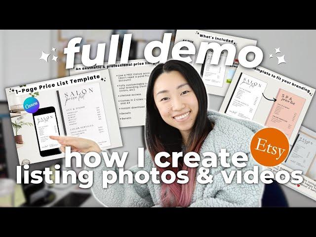 DEMO: How I Make My Etsy Listing Photos & Videos on Canva (for selling digital downloads)