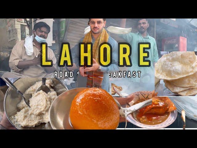 Pakistani street food breakfast in Lahore