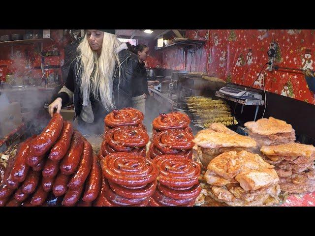 Street Food in Bratislava, Slovakia. Best Food at 'Hviezdoslav Square Christmas Market'