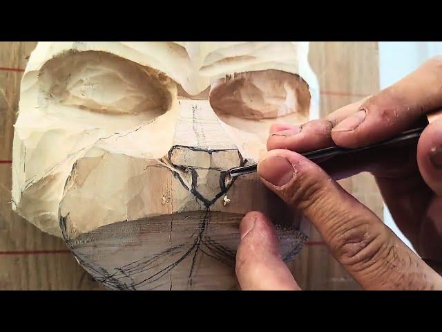 Making a decorative wooden cat mask with BeaverCraft Tools gouges, ASMR Wood Carving experience