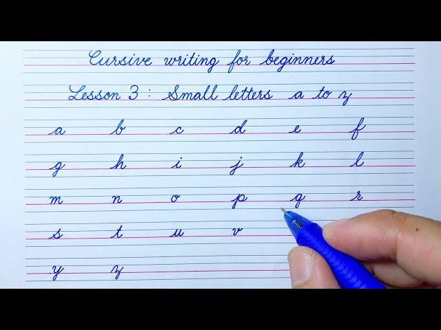 Cursive writing for beginners Lesson 3 | Small letters a to z | Cursive handwriting practice