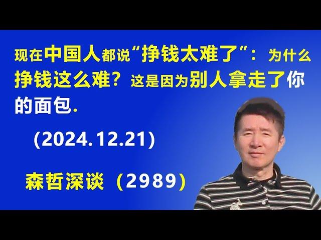 现在中国人都说“挣钱太难了”：为什么挣钱这么难？这是因为 别人拿走了“你的面包”.  (2024.12.21) 《森哲深谈》