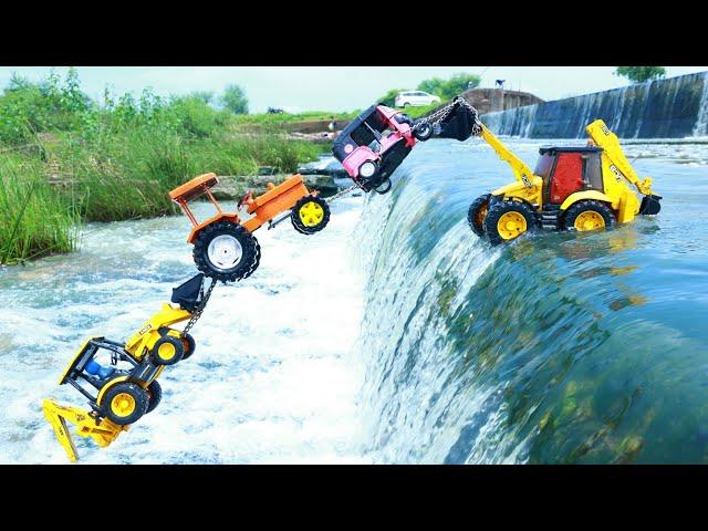 Mahindra Tractor JCB 3DX Auto Rickshaw Accident Pulling Out JCB 5CX ? Cartoon Wala video | CS Toy