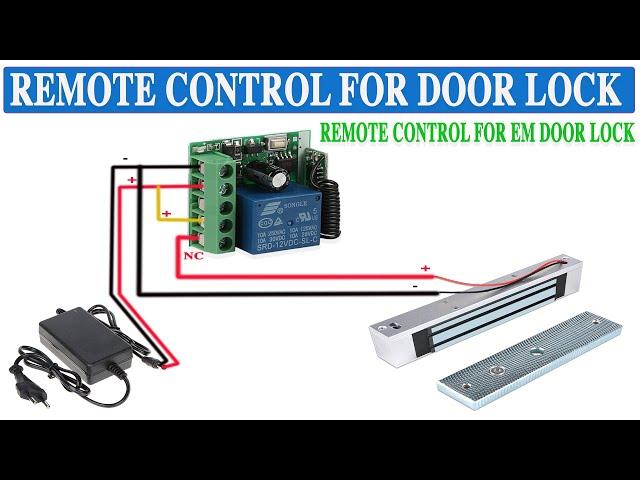 EM Electronic door lock remote control using wireless receiver switch wiring connection diagram