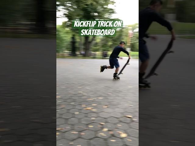 skateboard kickflip trick in NYC