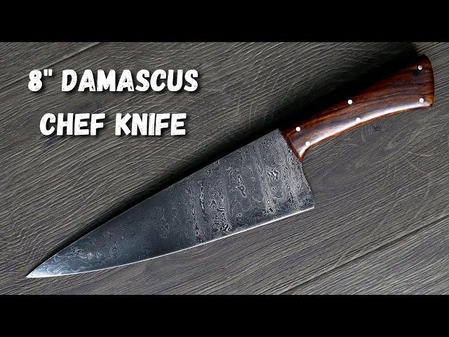 Making an 8” Damascus Chef Knife (FULL KNIFE BUILD) | Forging, Heat Treat, Sharpening