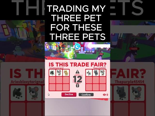 Big Win!I Traded My Three Pet For These Three PetsCan I Win ??#adopt me #adoptmetrades #roblox