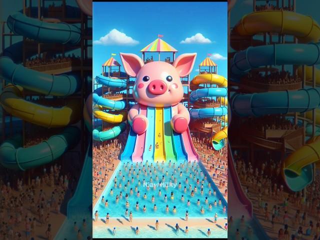  Evolution of Animals : Water Slide Pig  Miaw Milky ️ #cat #cute #love  #shorts