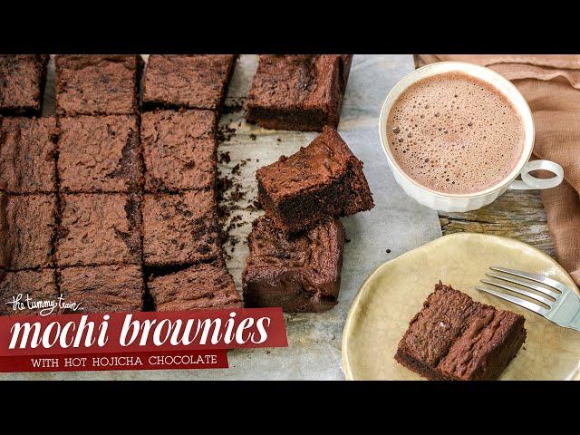 Chewy Chocolate Mochi Brownies with Hot Hojicha Chocolate | The Tummy Train