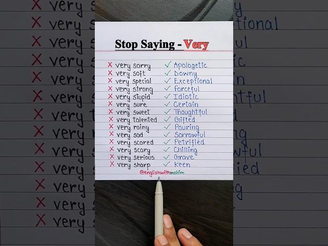 Stop Saying “Very”  #english #englishgrammar #onlinesclasses #englishvocabulary #education