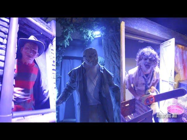 [4k] Freddy, Jason, Leatherface ALL in 1 Maze Highlights - Halloween Horror Nights 2017