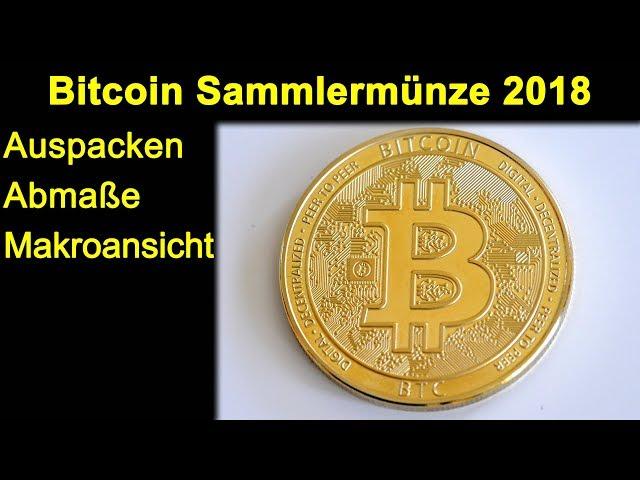 Bitcoin Sammlermünze 24K vergoldet 2018 - Auspacken Abmaße Makroansicht