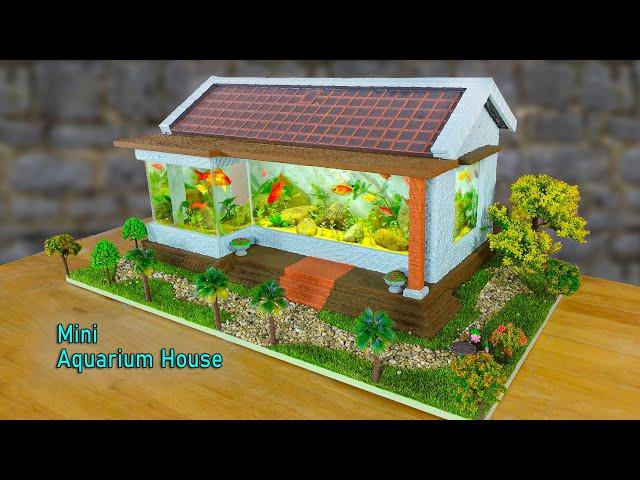 Peaceful life with fish tank house and green plants