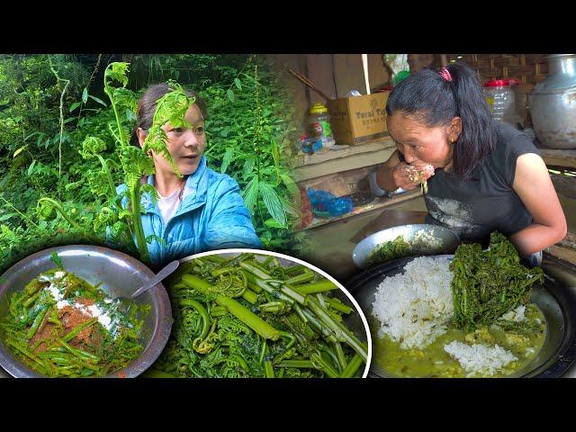 Fiddlehead Picking, Cooking & Eating Village style #NiguroRecipe जङ्गल बाट निगुरो टिपेर लिएर खाइयो