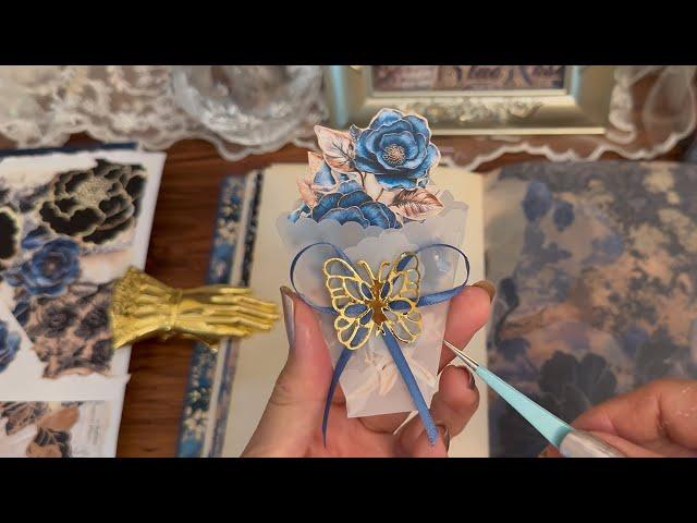 ASMR Session: Collage Page with A Butterfly Pocket & a Blue Rose Bouquet #thegingerbreadprints