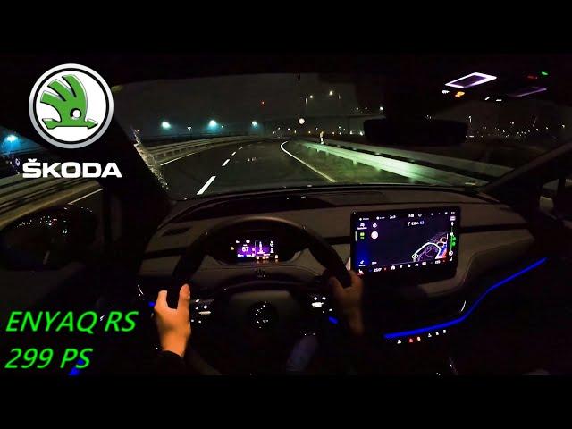 2022 SKODA ENYAQ COUPE iV RS 299 PS TOPSPEED NIGHT POV DRIVE FRANKFURT AIRPORT (60 FPS)