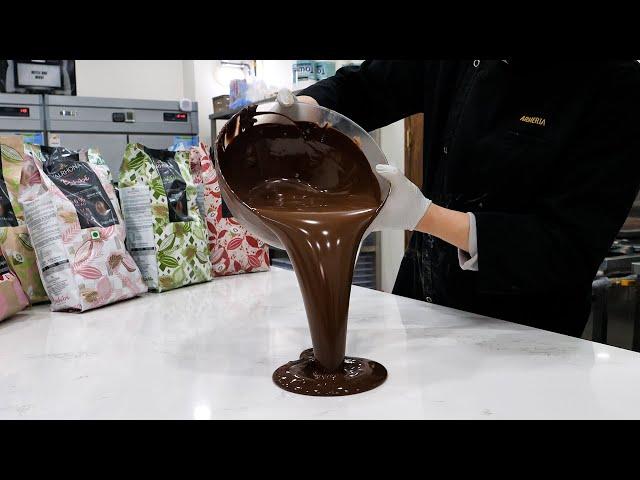 various handmade chocolate making by chocolate master in chocolate factory - korean street food