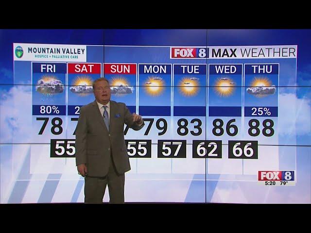 80% chance of rain Friday; high of 78