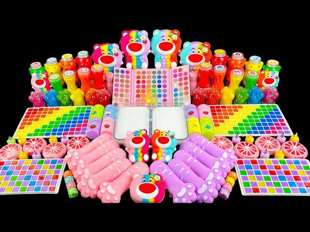 Slime Mixing Random ASMR  Rainbow Lotso Strawberry Bear Slime Mixing Random with Rainbow Eyshadow