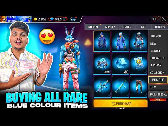 Free Fire Buying All Blue Colours Items Blue Criminal Bunny Bundle 20000 Diamonds-Garena Free Fire