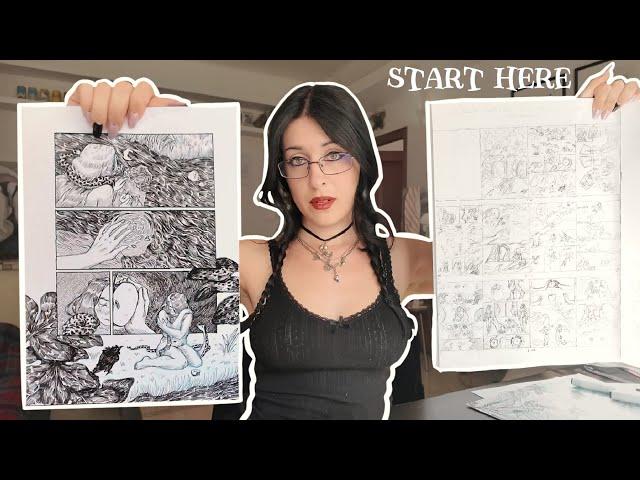 INKING A COMIC PAGE️from script, storyboard and layouts + ART  PROCESS